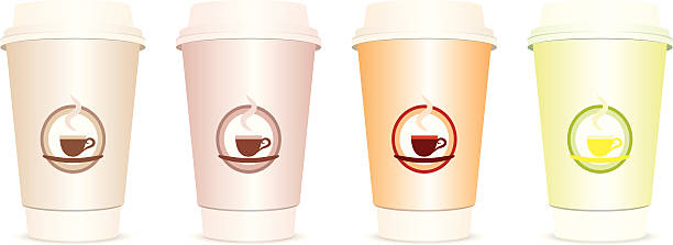 Four cups to go vector art illustration