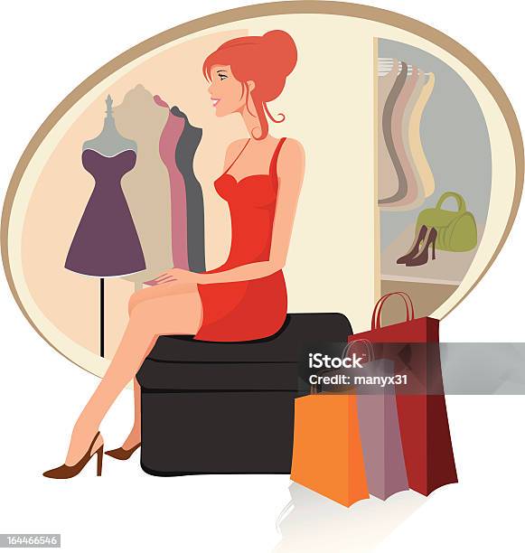 Young Joyful Woman With Shopping Bags Stock Illustration - Download Image Now - Adult, Adults Only, Bag