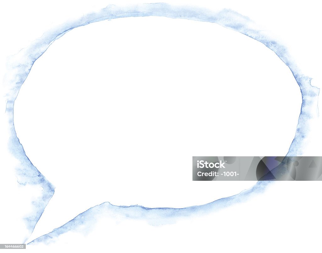 Aguarela branco discurso Bolha Forma de Elipse com Sombra azul - Royalty-free Pintura em Aquarela arte vetorial