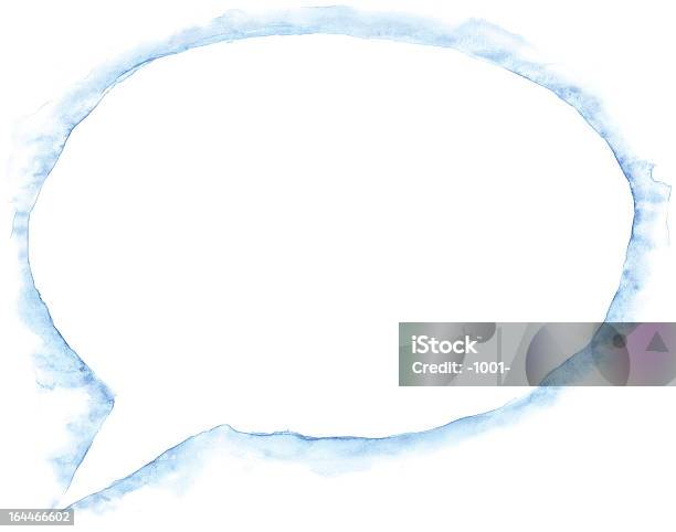 Aguarela Branco Discurso Bolha Forma De Elipse Com Sombra Azul - Arte vetorial de stock e mais imagens de Pintura em Aquarela
