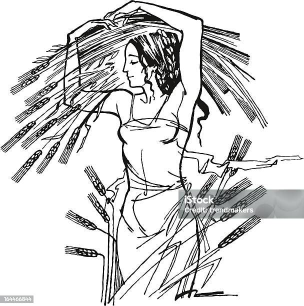 Woman With Wheat Stock Illustration - Download Image Now - Wheat, Women, One Woman Only