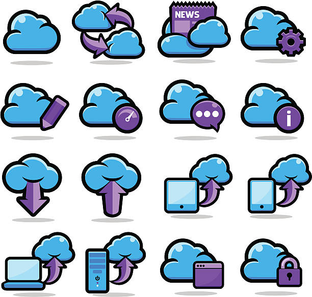 Cloud Network Icon Set vector art illustration