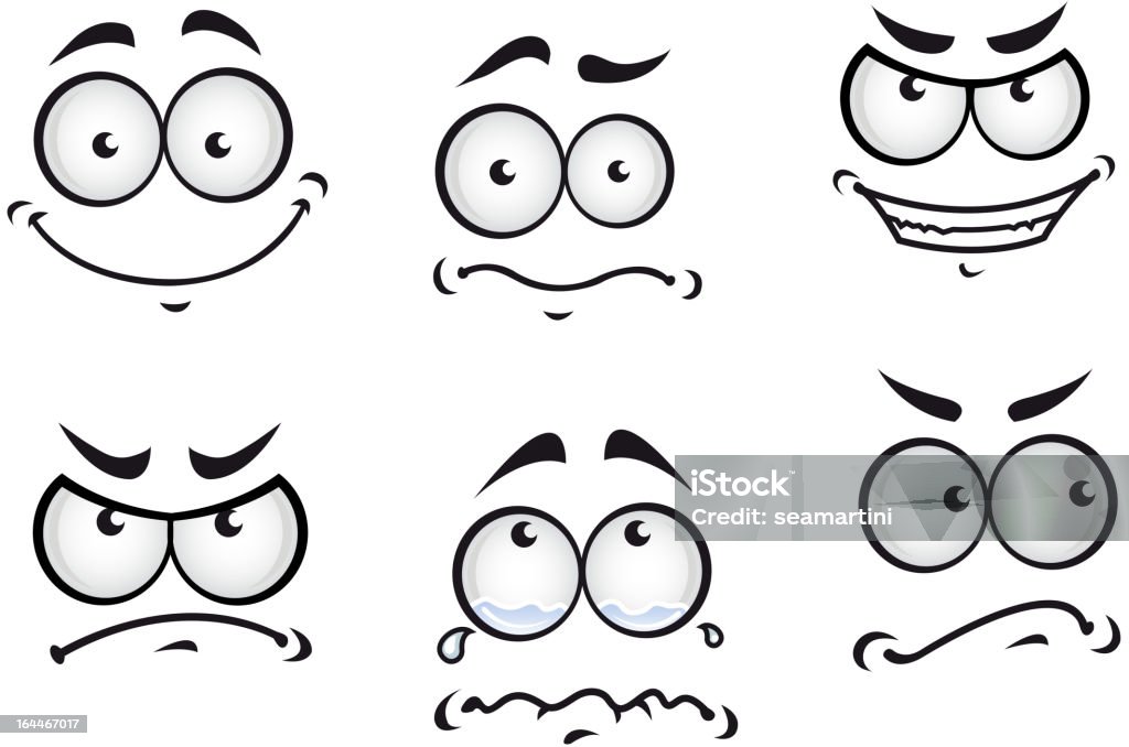 Comics faces Cartoon comics faces set for humor or fun design Anger stock vector