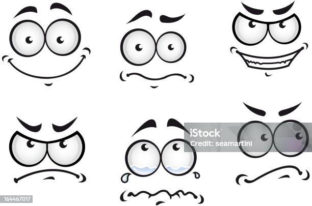 Comics Faces Stock Illustration - Download Image Now - Anger, Anthropomorphic Smiley Face, Caricature