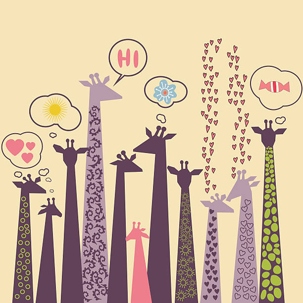 Vector cute drawn style giraffes illustration vector art illustration