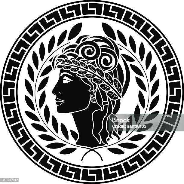 Black Stencil Of Patrician Women Stock Illustration - Download Image Now - Classical Greek, Pattern, Roman