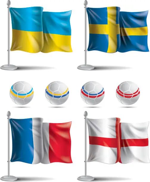 Vector illustration of EURO 2012 Group D. Flags icons