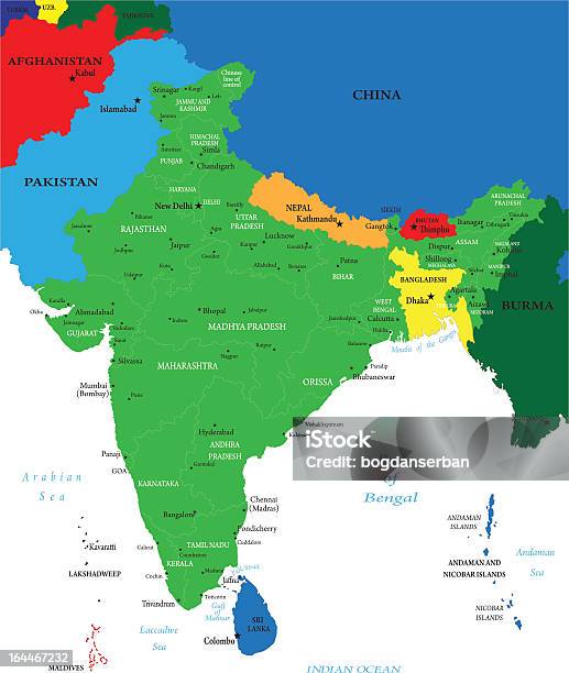 Mappa Politica Dellindia - Immagini vettoriali stock e altre immagini di Arte - Arte, Arte, Cultura e Spettacolo, Asia