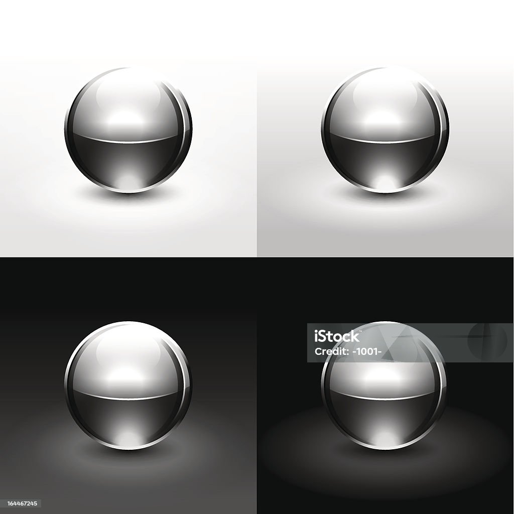 Metallic esfera cromada com sombra em branco, cinza, preto - Vetor de Esfera royalty-free