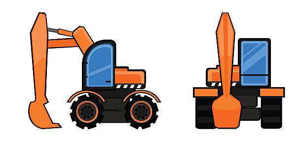 굴착기 - construction machinery machine industrial equipment grader stock illustrations