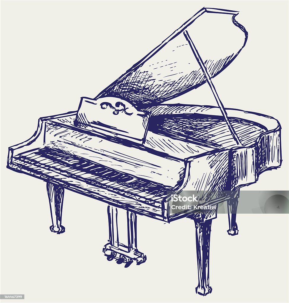 An illustration of a piano in pen and ink Piano. Doodle style Piano stock vector