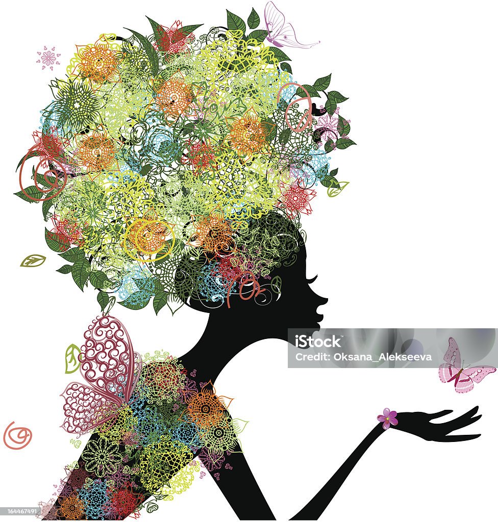 Мода Девушка с волосами arabesque - Векторная графика Молодые женщины роялти-фри