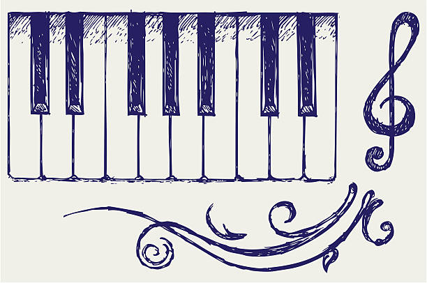 illustrazioni stock, clip art, cartoni animati e icone di tendenza di pianoforte - tasto di pianoforte