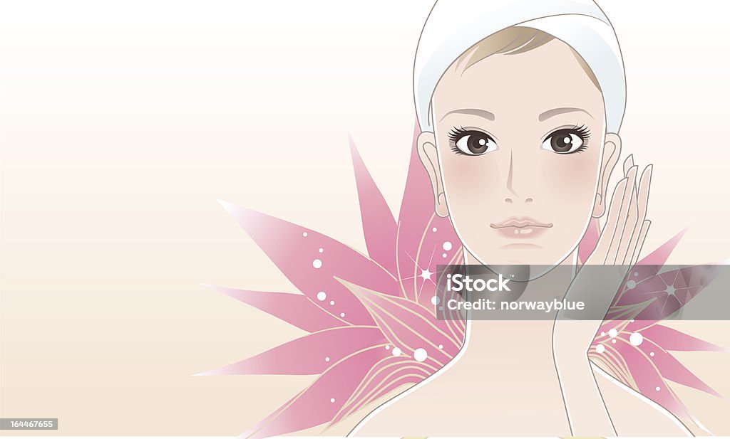 Belle jeune femme après un soin de beauté - clipart vectoriel de Massage facial libre de droits
