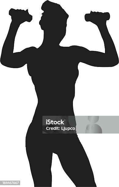 Vector Of A Woman Exercising With Dumbbels Stock Illustration - Download Image Now - Cut Out, Sport, Weights