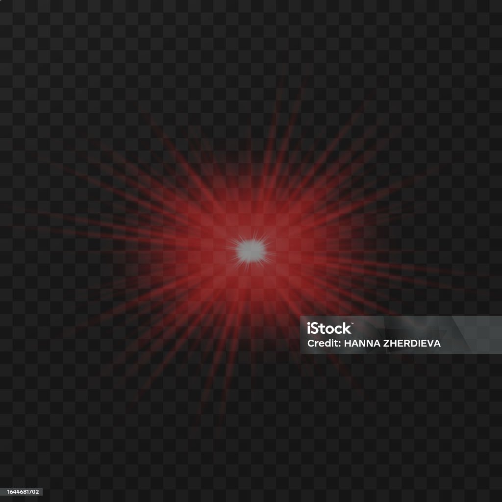 Red Glowing Circle Of Light Burst Star Explosion On A Transparent