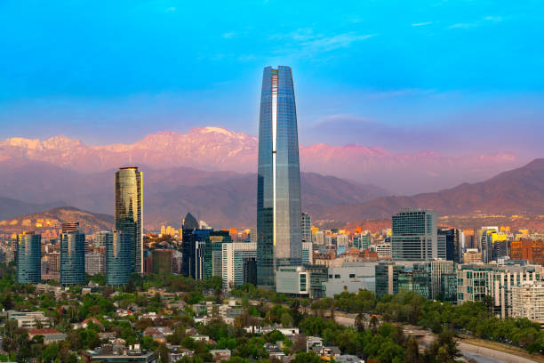 istock Panoramic view of Santiago de Chile with the Andes mountain range in the back 1644683855