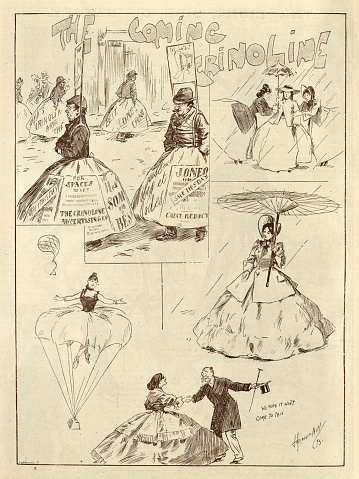 Vintage illustration The Comic Crinoline, 1890s