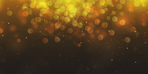 istock Festive golden glowing background with colorful bokeh lights. Christmas concept. 1644687707