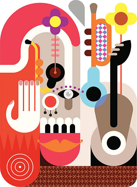 music festival - guitar illustration and painting abstract pattern stock-grafiken, -clipart, -cartoons und -symbole