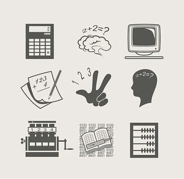 Vector illustration of devices for calculation set icon