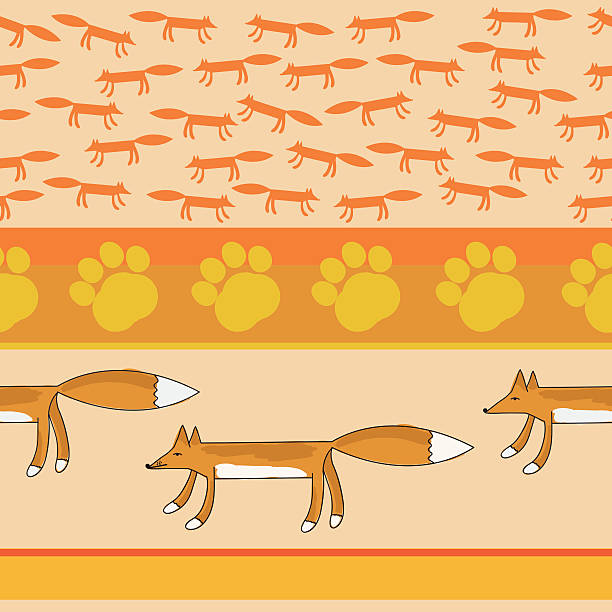 animals fox texture seamless pattern in vector vector art illustration