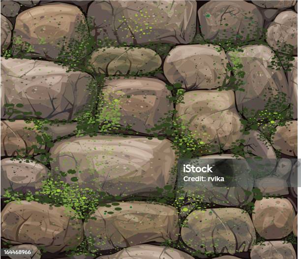 Вектор Бесшовные Текстуры Камнями Скрытой Moss — стоковая векторная графика и другие изображения на тему Каменная стена - Каменная стена, Мох, Бесшовный узор
