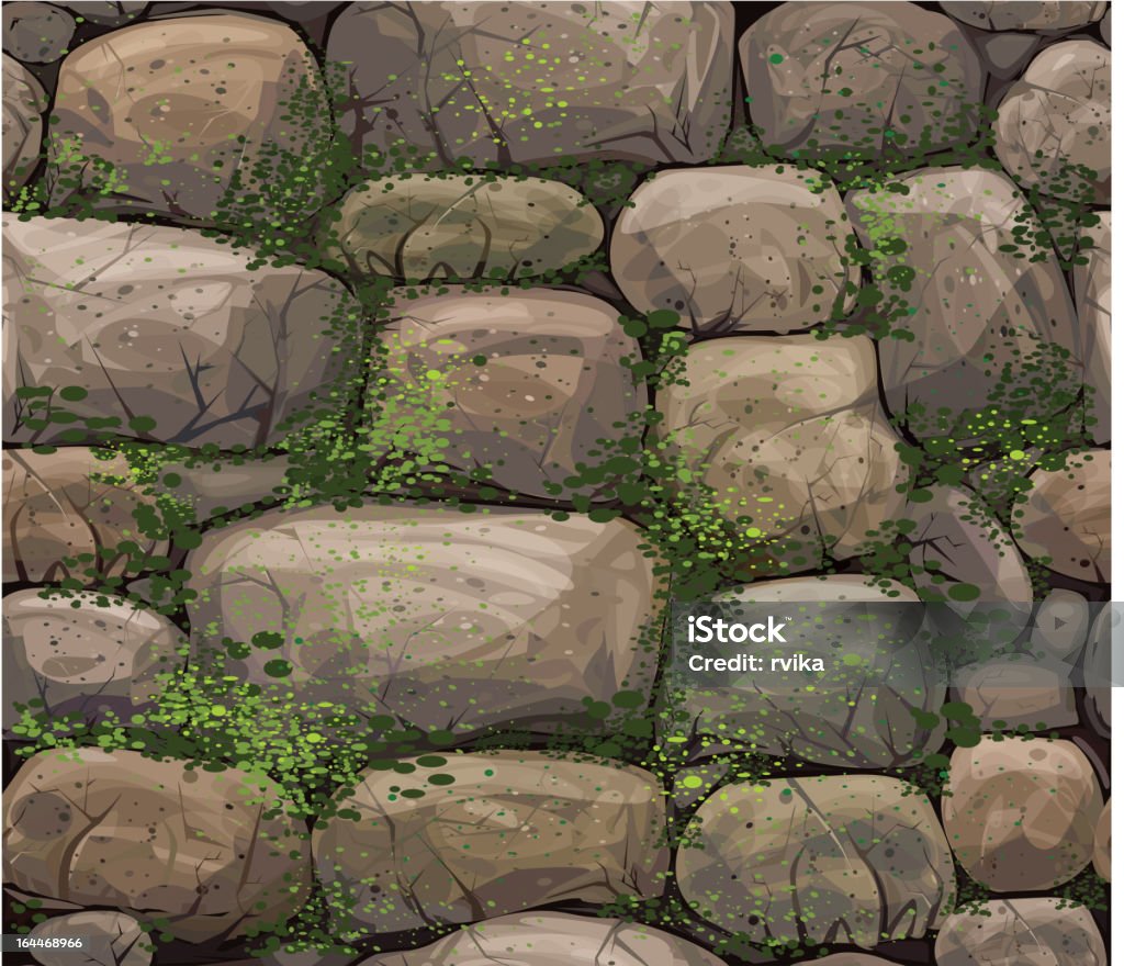 Vector Seamless Texture Of Stones Covered Moss Stock Illustration -  Download Image Now - Stone Wall, Stone Material, Cobblestone - iStock
