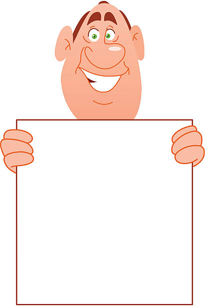 ilustrações, clipart, desenhos animados e ícones de homem sorridente com uma placa - frame smiling white background human hand