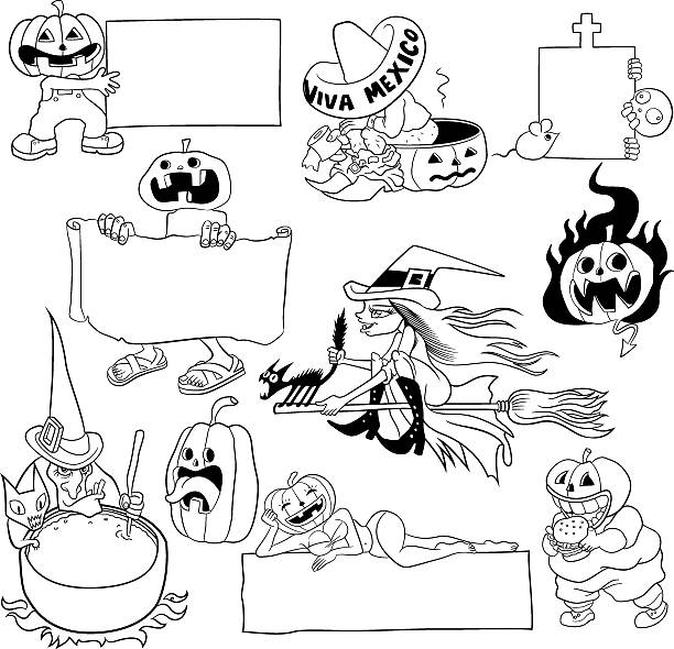 Halloween Lineart vector art illustration