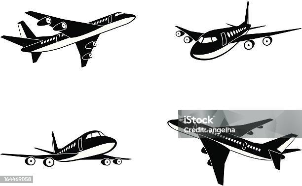 Ilustración de Aviones De Pasajeros En Perspectiva y más Vectores Libres de Derechos de Aeropuerto - Aeropuerto, Ala de avión, Avión