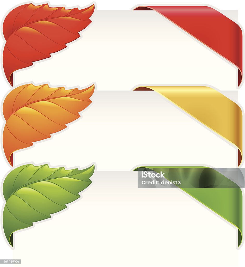 Fall Colors Ribbon Frame Corner Ribbons And Fall Leaf Frames Vector Set Stock Illustration ...
