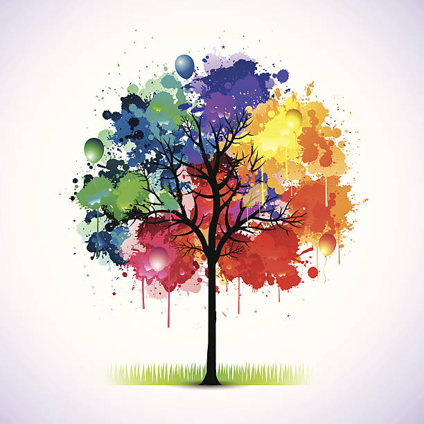 Color tree vector art illustration