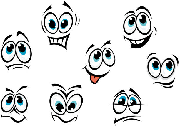 ilustrações de stock, clip art, desenhos animados e ícones de comics mulher enfrenta - sadness depression smiley face happiness