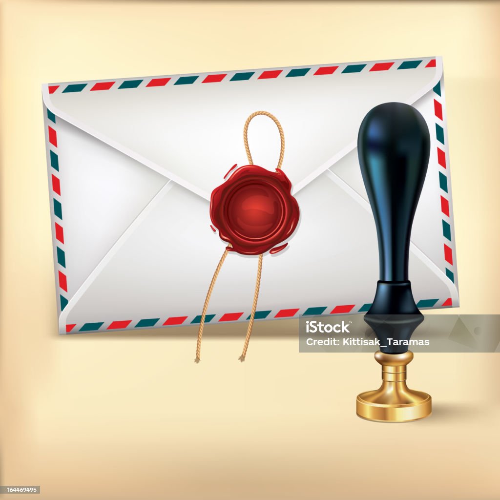 Envelope e selo de cera selo. - Royalty-free Antiguidade arte vetorial