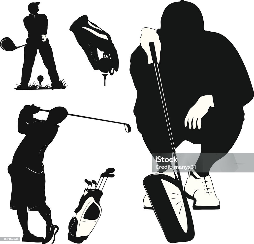 Graczy w golfa i - Grafika wektorowa royalty-free (Golf swing)