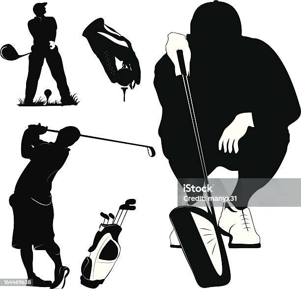 Graczy W Golfa I - Stockowe grafiki wektorowe i więcej obrazów Golf swing - Golf swing, Sylwetka, Abstrakcja