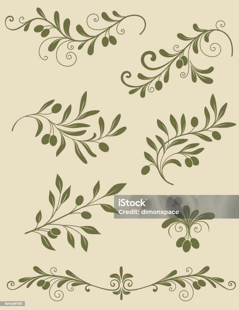 Decorativo olive branch - arte vectorial de Rama de olivo libre de derechos