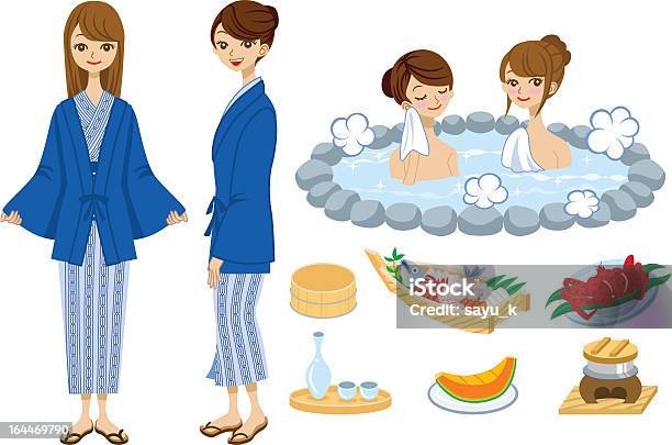 Japanese Hot Springs Obrazu - Stockowe grafiki wektorowe i więcej obrazów Gorące źródło - Gorące źródło, Kobiety, Tylko kobiety