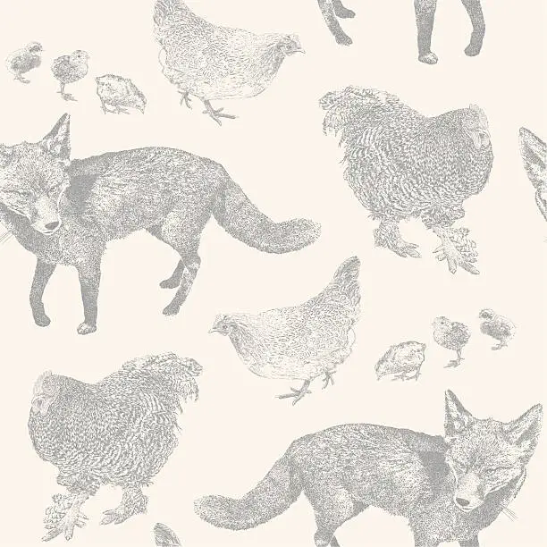 Vector illustration of Fox & His Food Repeat