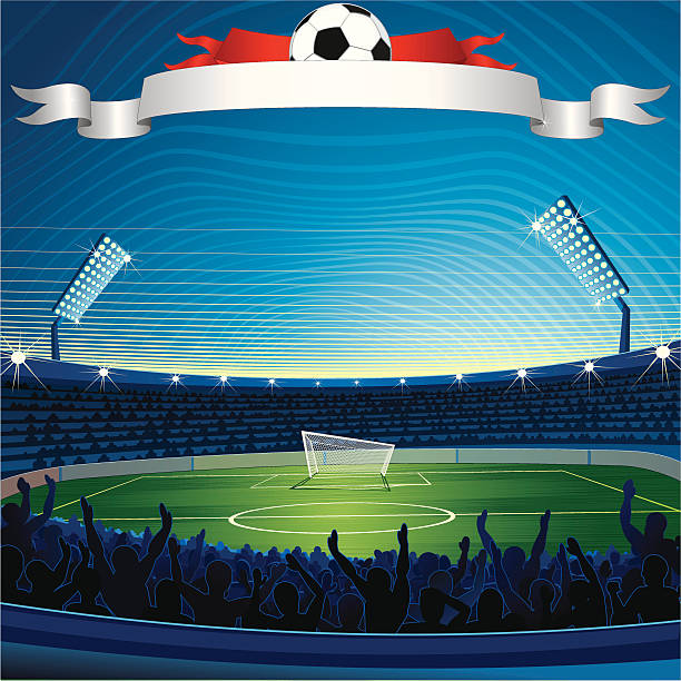 ilustrações, clipart, desenhos animados e ícones de fundo de futebol - football field playing field goal post bleachers