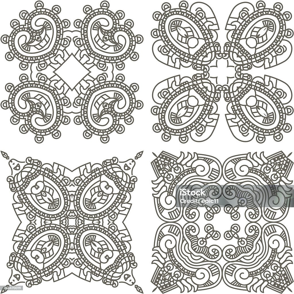 Stilisierte Aztec Ornamenten Set - Lizenzfrei Abstrakt Vektorgrafik
