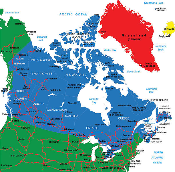 ilustrações, clipart, desenhos animados e ícones de mapa do canadá - ellesmere island