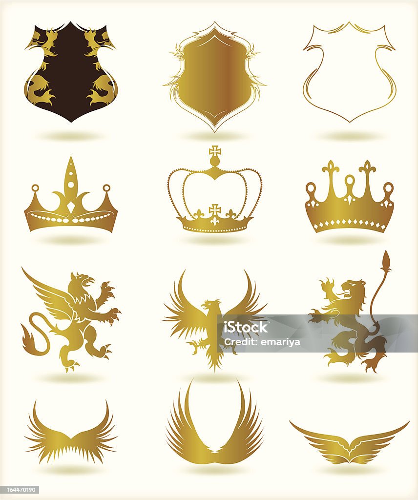 Collection d'éléments de héraldique gold. Illustration - clipart vectoriel de Armoiries libre de droits