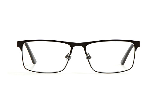 Reading glasses isolated on white background. Fashion spectacles for man and woman. High resolution photo. Full depth of field.