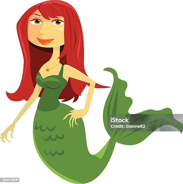 Mermaid With Red Hair Stock Illustration - Download Image Now - Mermaid, Cartoon, Women