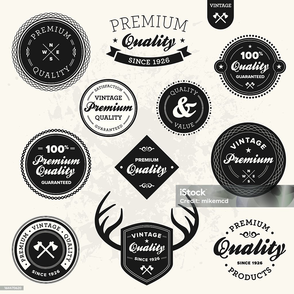 Retro labels Set of vintage retro premium quality badges and labels. Ampersand stock vector
