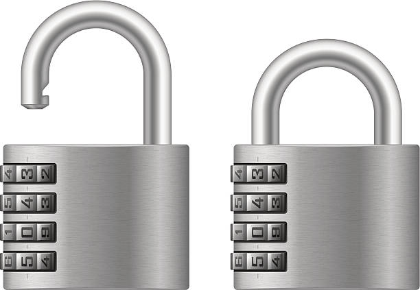 kłódka z koła zamek liczby - safe safety combination lock variation stock illustrations