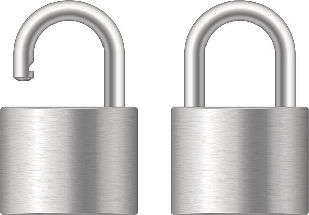 bildbanksillustrationer, clip art samt tecknat material och ikoner med locked and unlocked padlock silver - hänglås