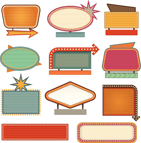 znak transparent retro - 50s stock illustrations